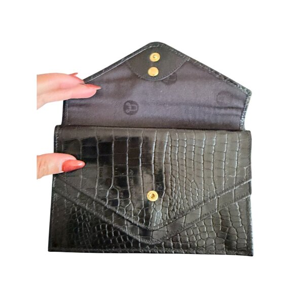 ARTBAG Black Croc Embossed Leather Snap Wallet - Picture 6 of 9